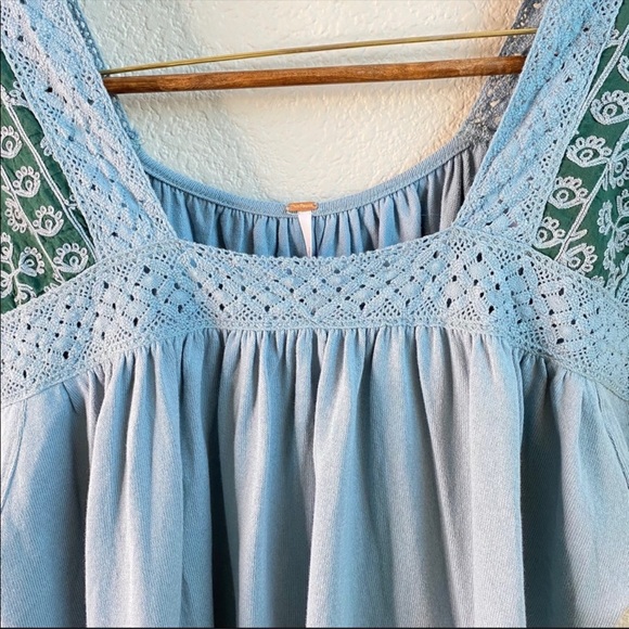 SALE! Free People Prarie Days light blue lace top - Picture 3 of 10